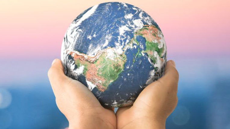 Hands holding the earth